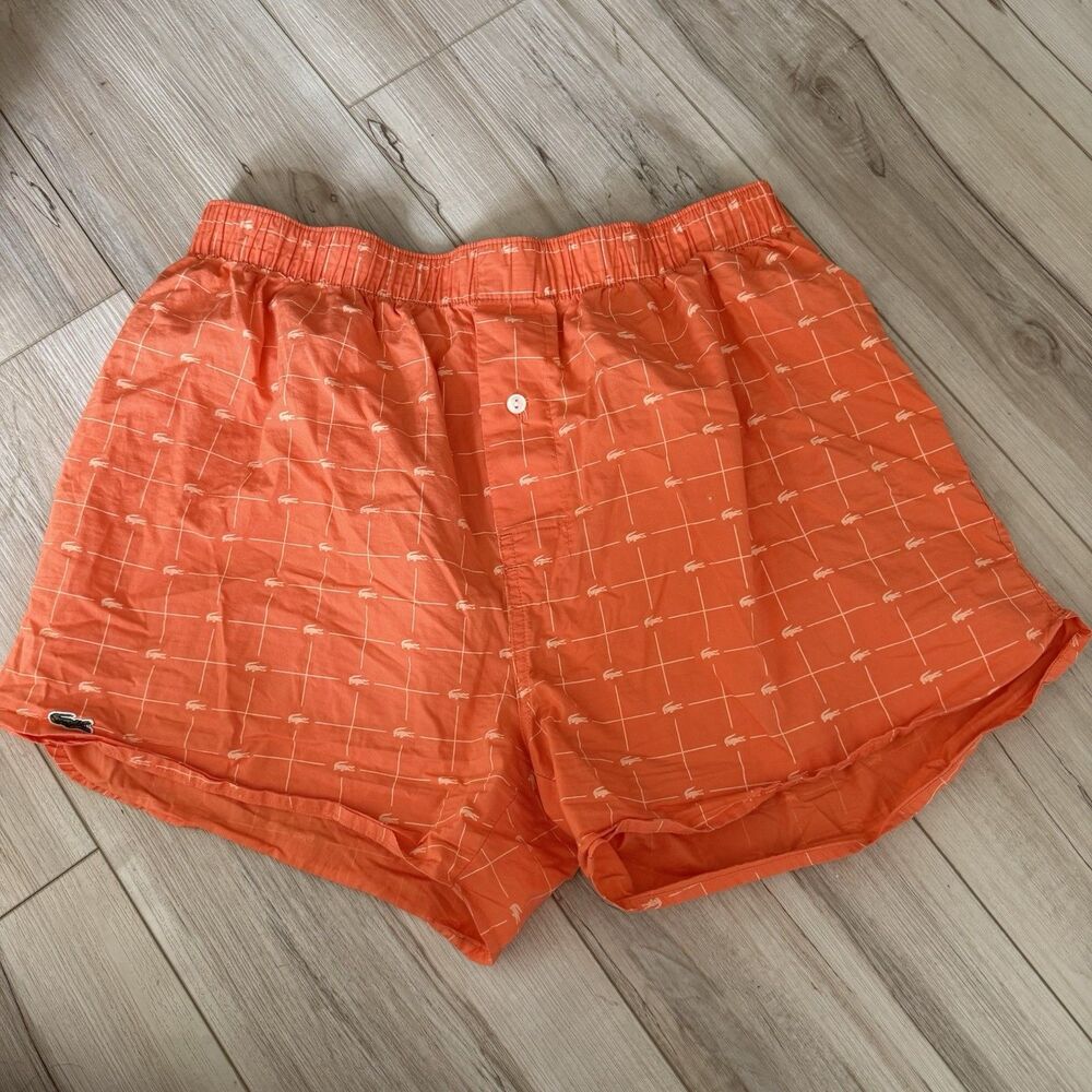 Men’s LACOSTE Orange Boxers Alligator Logo Size L
